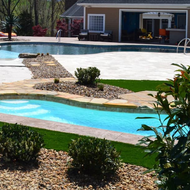 Custom pool features installed by Copano Pools and Spas in Aransas County TX