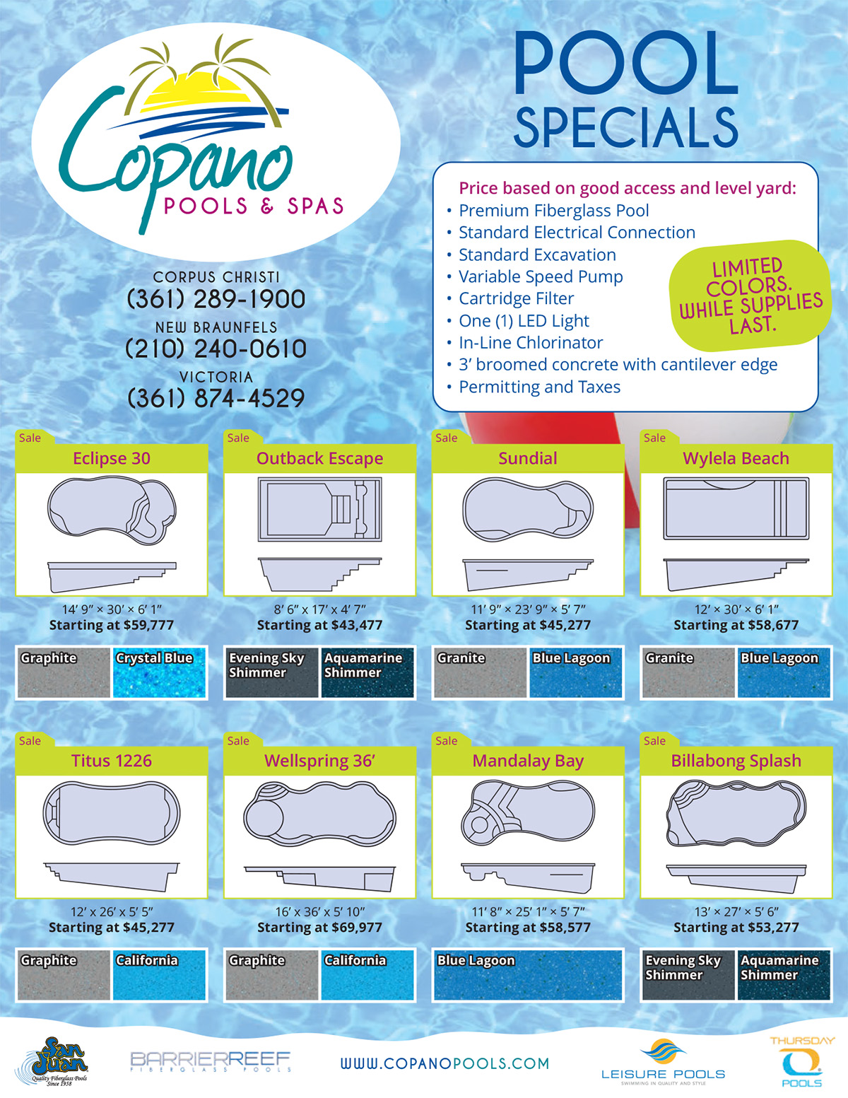 Copano Pool Specials Flyer